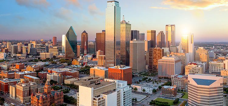 Aerial of Dallas cityscape