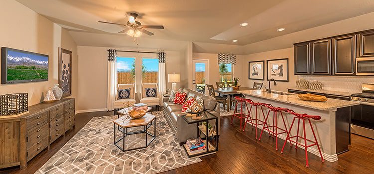 Wildcat Ranch Home design with red chairs in texas