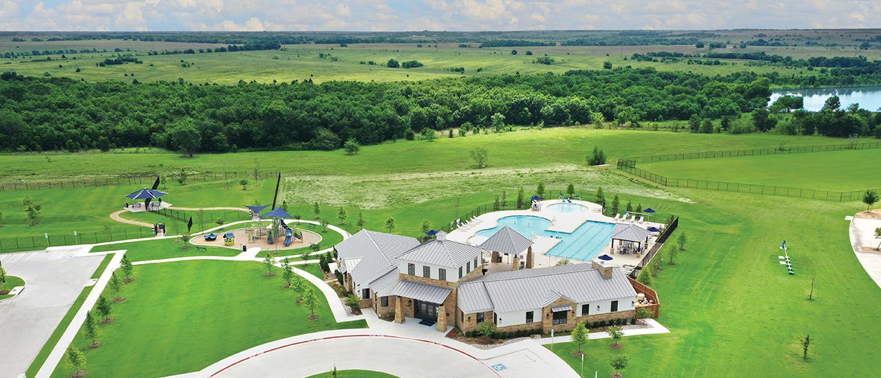 aerial of wildcat ranch community center in kaufman county, texas