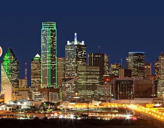 night shot of Dallas, Texas cityscape