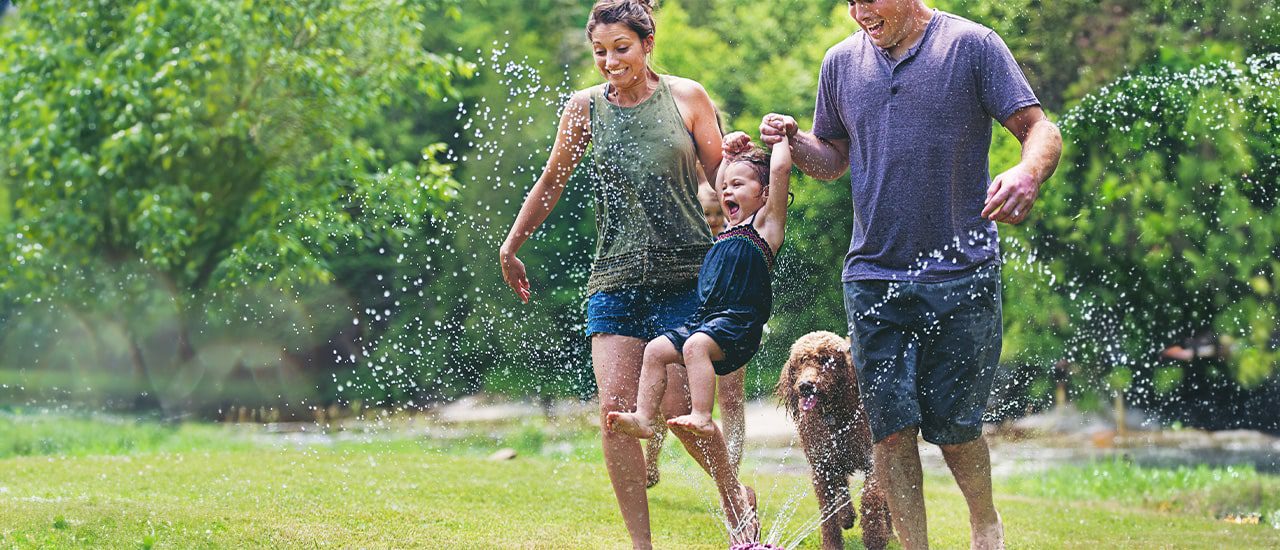 Backyard sprinkler fun