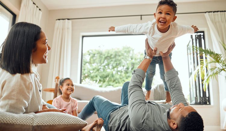 happy family in home