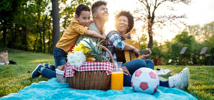 Family having picnic together