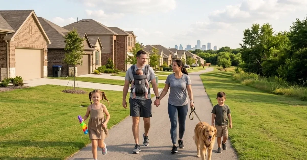 Family Walking Neighborhood